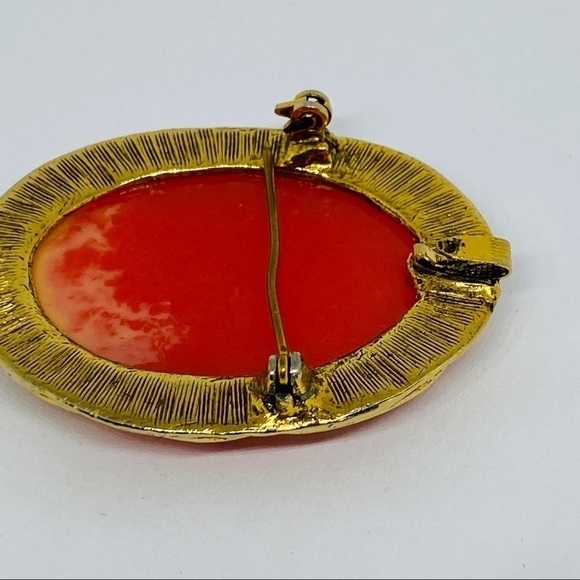 VINTAGE cameo brooch pendant gold tone - Picture 3 of 11